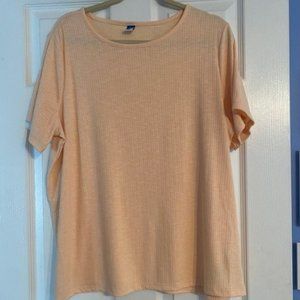 Old Navy Peach Luxe T-Shirt with Subtle Striping